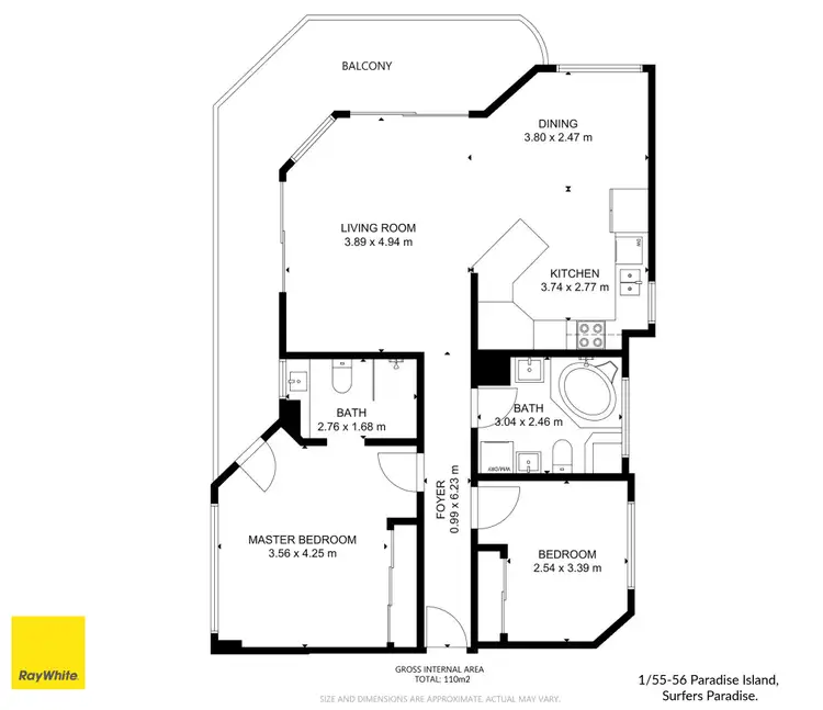 Floorplan of Homely apartment listing, 1/55-56 Paradise Island, Surfers Paradise QLD 4217