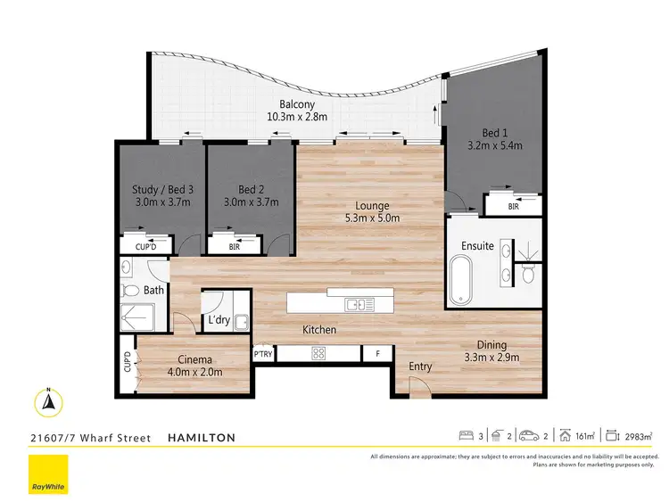 Floorplan of Homely apartment listing, 21607/7 Wharf Street, Hamilton QLD 4007