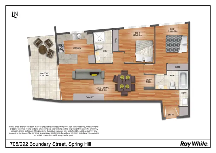 Floorplan of Homely apartment listing, 705/292 Boundary Street, Spring Hill QLD 4000