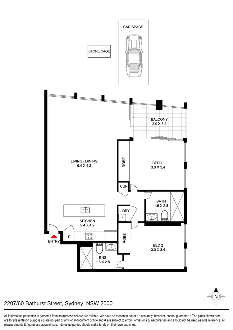 Floorplan of Homely apartment listing, 2207/60 Bathurst Street, Sydney NSW 2000