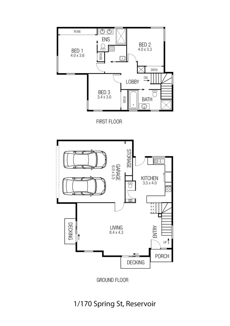 Floorplan of Homely townhouse listing, 1/170 Spring Street, Reservoir VIC 3073