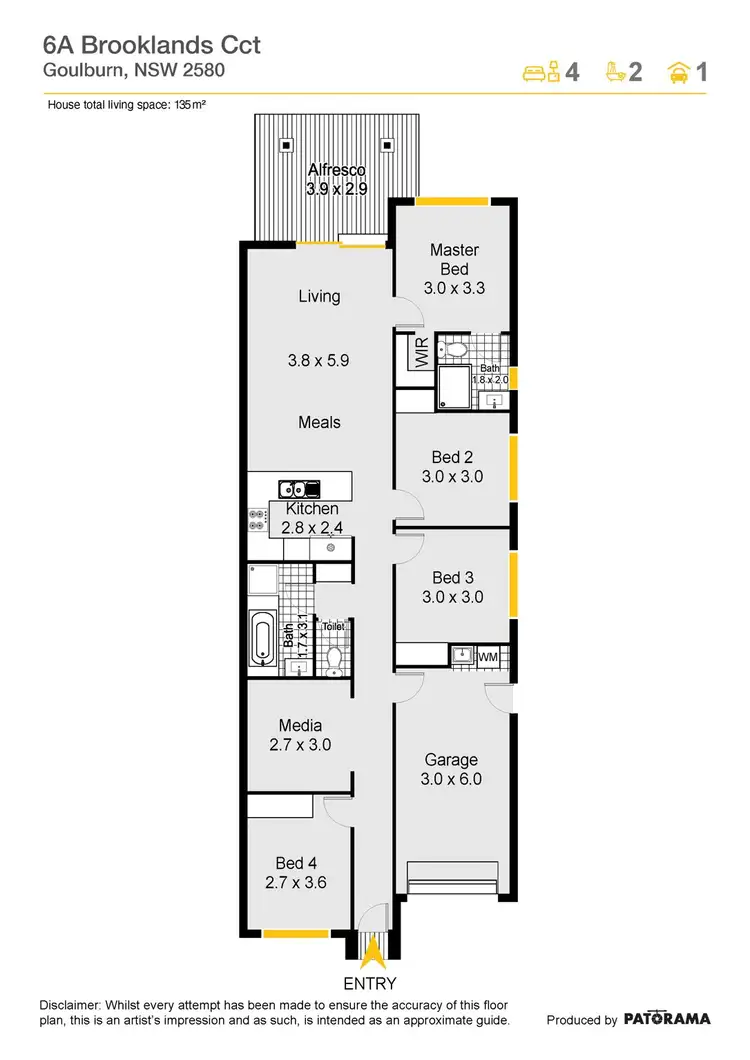 Floorplan of Homely house listing, 6A Brooklands Circuit, Goulburn NSW 2580