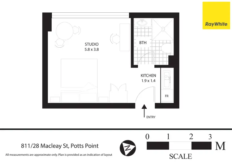 Floorplan of Homely studio listing, 811/28 Macleay Street, Potts Point NSW 2011
