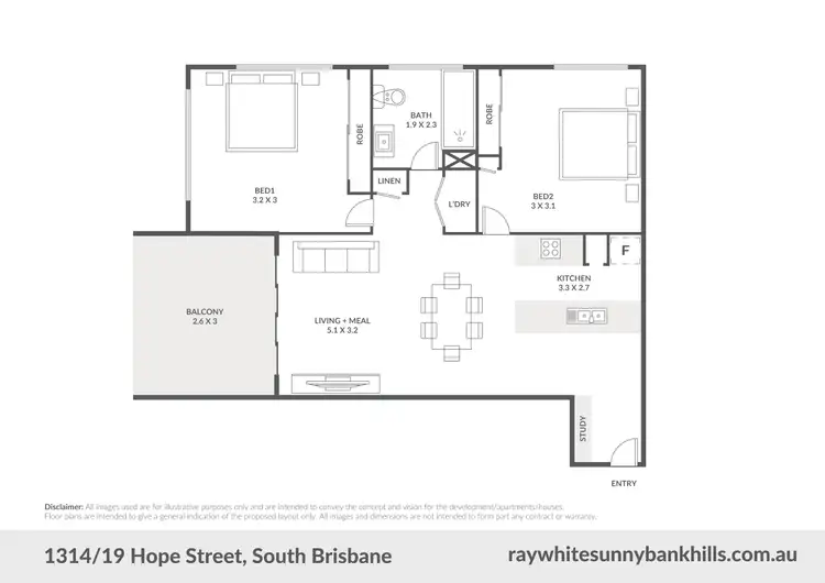 Floorplan of Homely apartment listing, 1314/19 Hope Street, South Brisbane QLD 4101