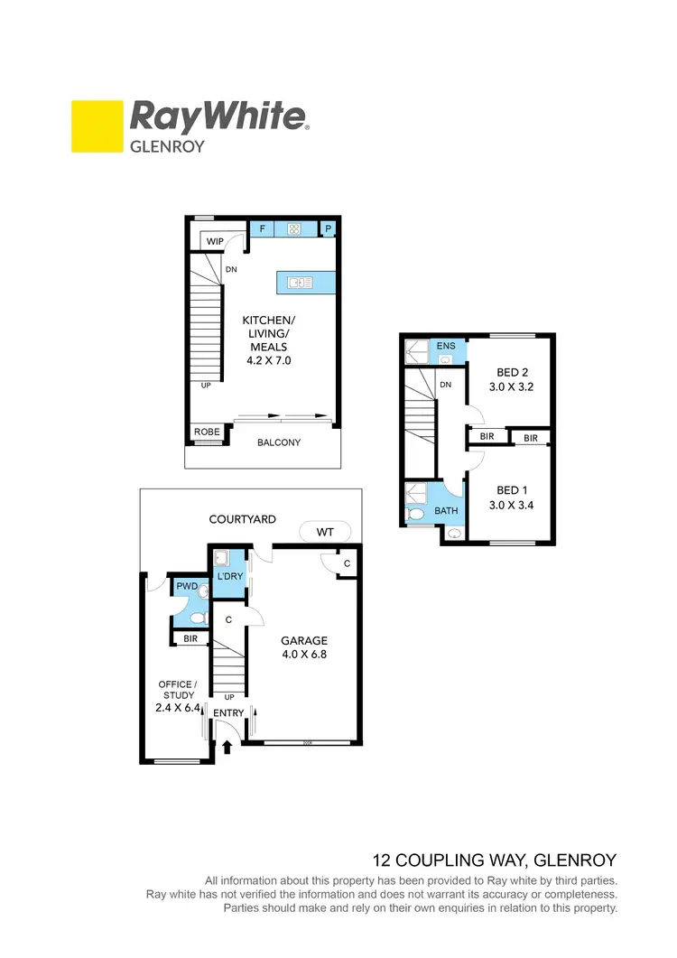 Floorplan of Homely townhouse listing, 12 Coupling Way, Glenroy VIC 3046