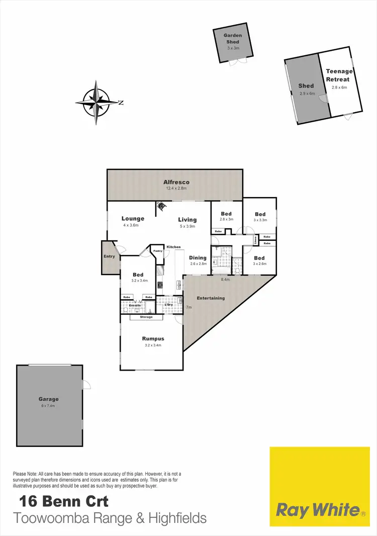 Floorplan of Homely house listing, 16 Benn Court, Highfields QLD 4352