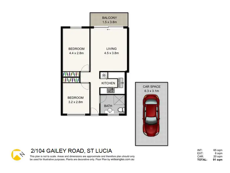 Floorplan of Homely unit listing, 2/104 Gailey Road, St Lucia QLD 4067