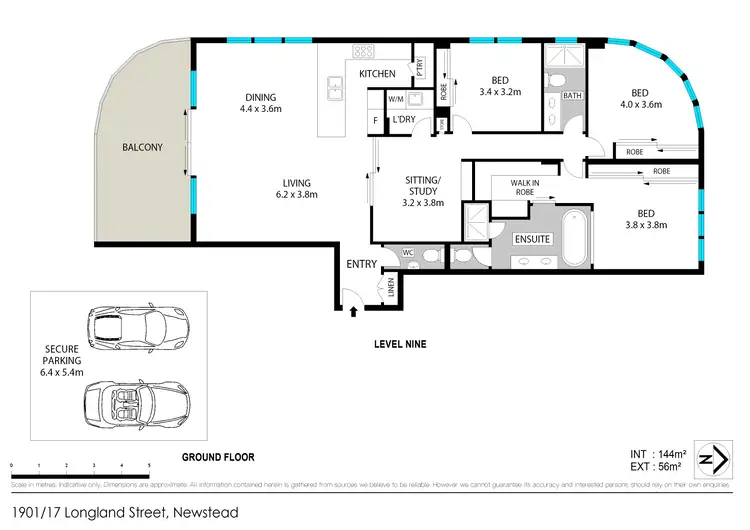 Floorplan of Homely unit listing, 1901/17 Longland Street, Newstead QLD 4006