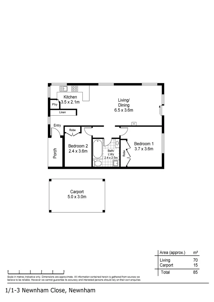 Floorplan of Homely unit listing, 1/1-3 Newnham Close, Newnham TAS 7248