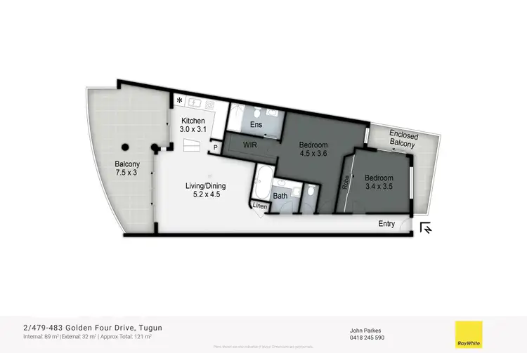 Floorplan of Homely unit listing, 2/479-483 Golden Four Drive, Tugun QLD 4224