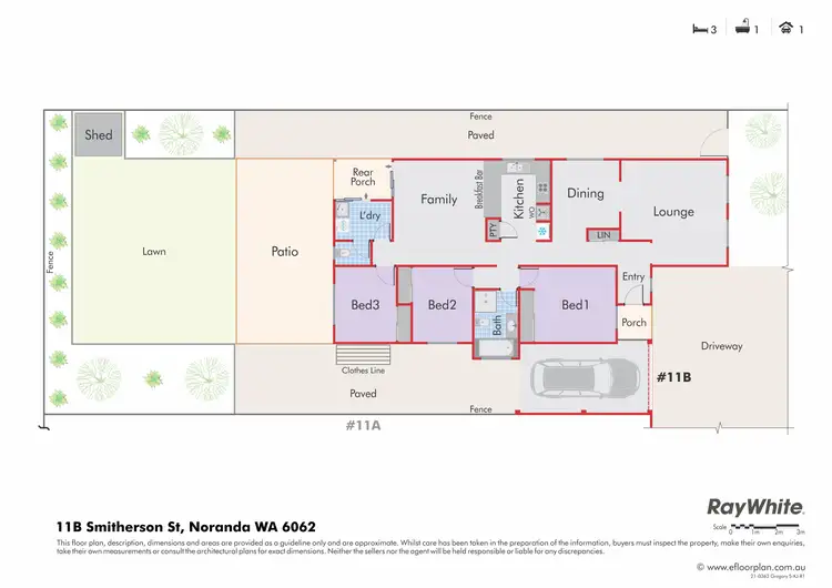 Floorplan of Homely semi-detached listing, 11B Smitherson Street, Noranda WA 6062
