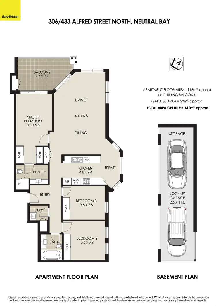 Floorplan of Homely apartment listing, 306/433 Alfred Street North, Neutral Bay NSW 2089