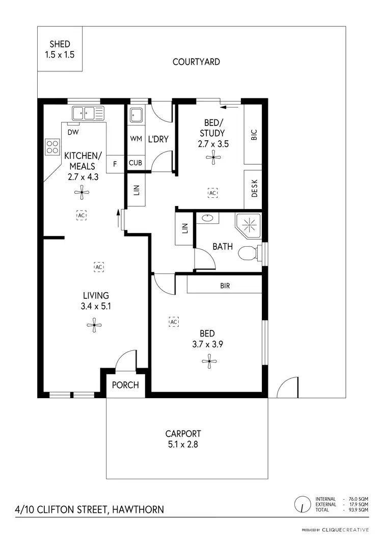 Floorplan of Homely unit listing, 4/10 Clifton Street, Hawthorn SA 5062