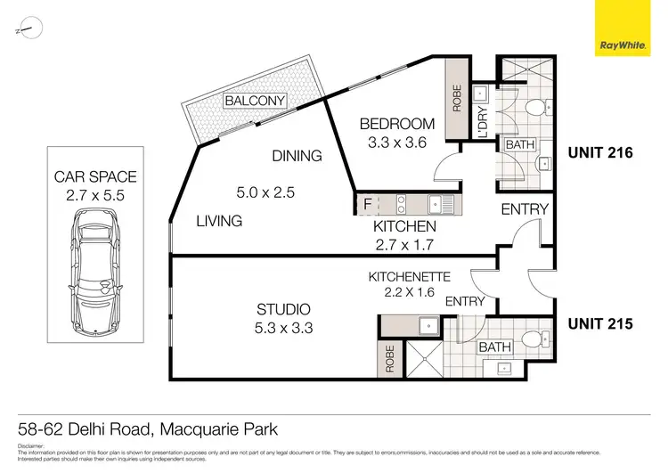 Floorplan of Homely unit listing, 215 & 216/58-62 Delhi Road, Macquarie Park NSW 2113
