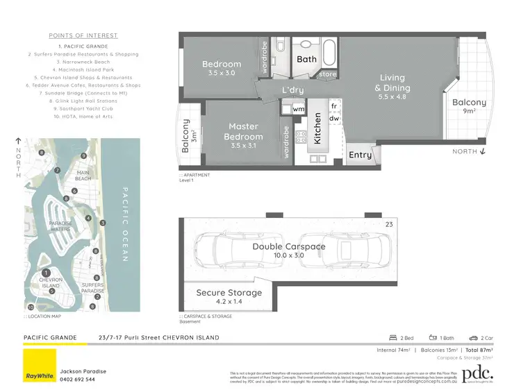 Floorplan of Homely unit listing, 23/7-17 Purli Street, Chevron Island QLD 4217