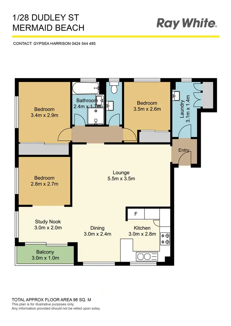 Floorplan of Homely apartment listing, 1/28 Dudley Street, Mermaid Beach QLD 4218