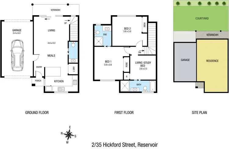 Floorplan of Homely townhouse listing, 2/35 Hickford Street, Reservoir VIC 3073