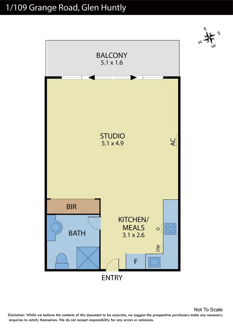 Floorplan of Homely studio listing, 1/109 Grange Road, Glen Huntly VIC 3163