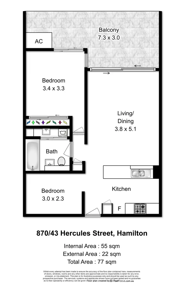 Floorplan of Homely unit listing, 870/43 Hercules Street, Hamilton QLD 4007