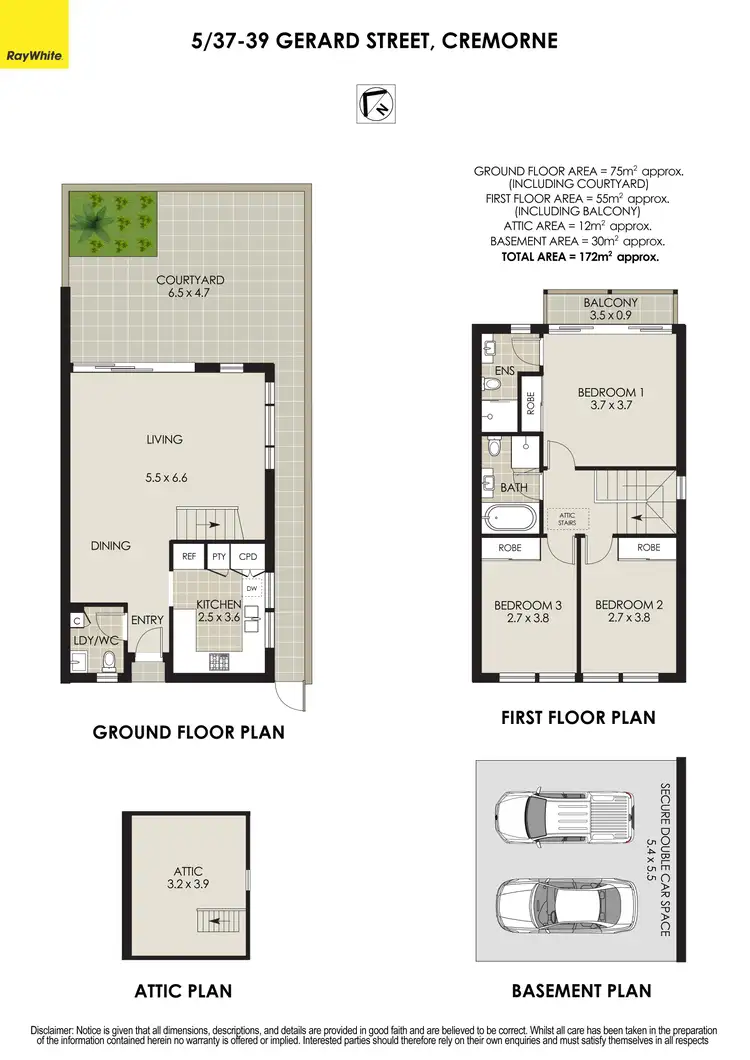 Floorplan of Homely townhouse listing, 5/37-39 Gerard Street, Cremorne NSW 2090