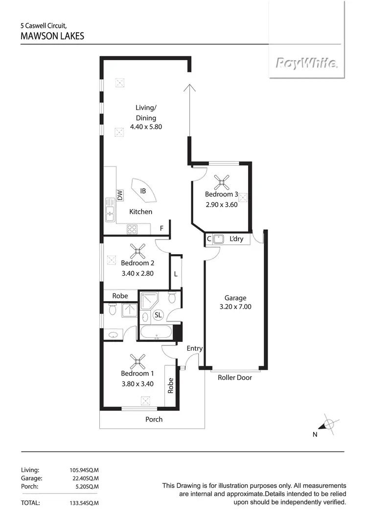 Floorplan of Homely house listing, 5 Caswell Circuit, Mawson Lakes SA 5095