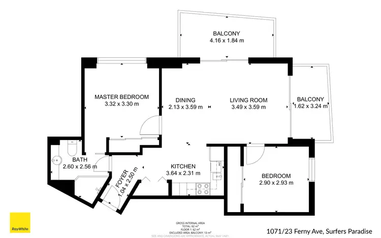 Floorplan of Homely apartment listing, 1071-1074/23 Ferny Avenue, Surfers Paradise QLD 4217