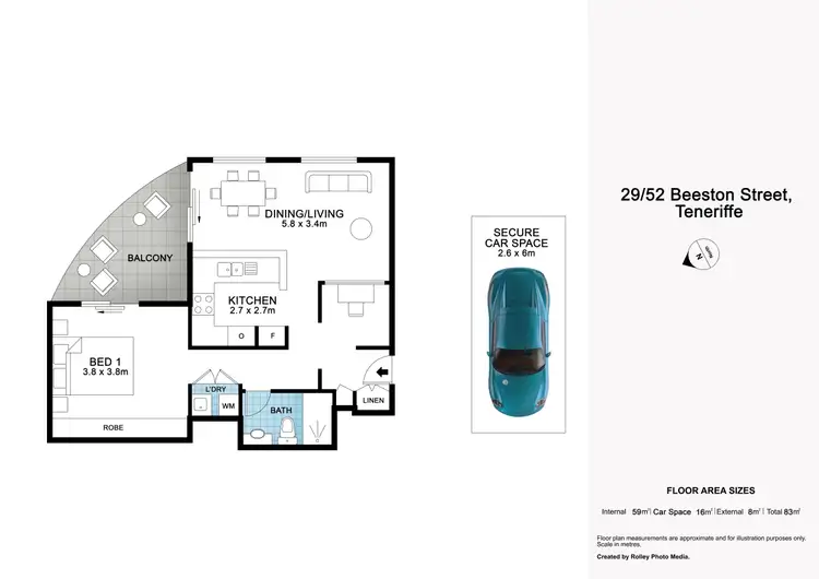 Floorplan of Homely apartment listing, 29/52 Beeston Street, Teneriffe QLD 4005