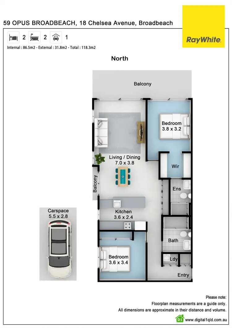 Floorplan of Homely apartment listing, 59/18 Chelsea Avenue, Broadbeach QLD 4218