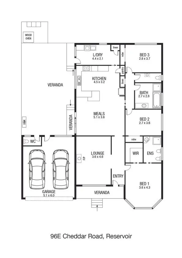 Floorplan of Homely house listing, 96E Cheddar Road, Reservoir VIC 3073