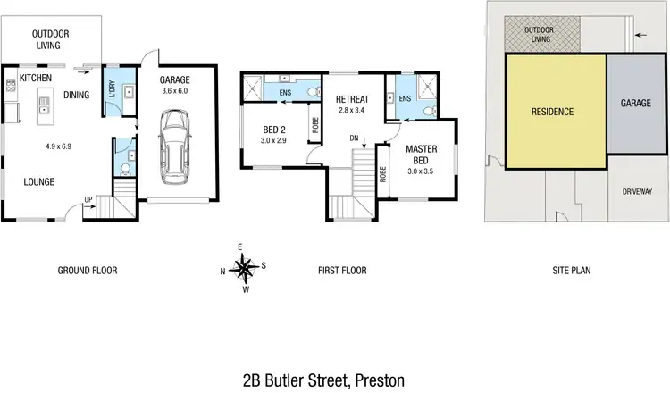Floorplan of Homely townhouse listing, 2B Butler Street, Preston VIC 3072