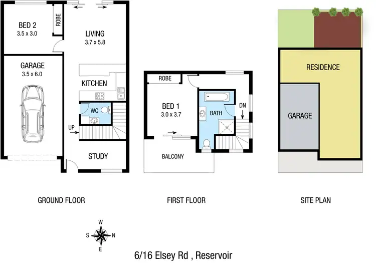 Floorplan of Homely unit listing, 6/16 Elsey Road, Reservoir VIC 3073