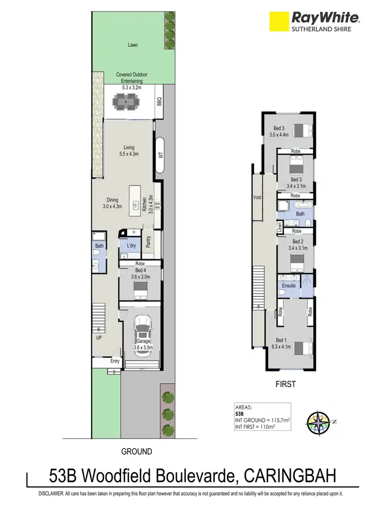 Floorplan of Homely semi-detached listing, 53B Woodfield Boulevard, Caringbah NSW 2229