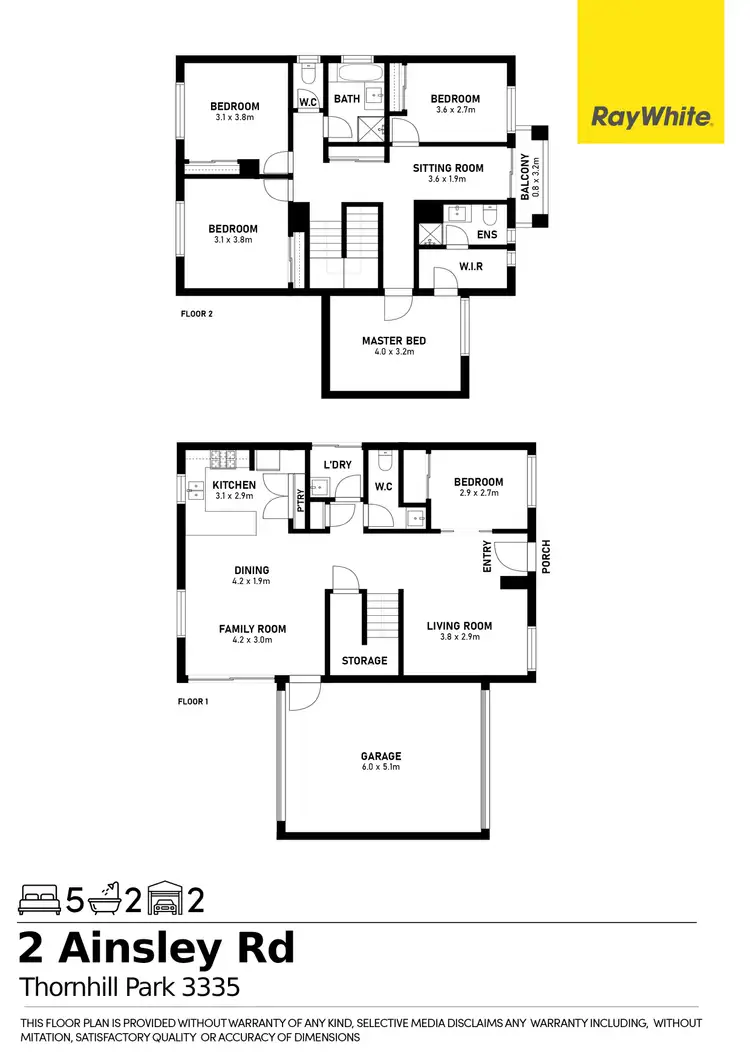 Floorplan of Homely house listing, 2 Ainsley Road, Thornhill Park VIC 3335