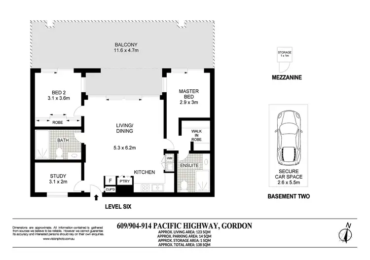 Floorplan of Homely apartment listing, 609/904-914 Pacific Highway, Gordon NSW 2072