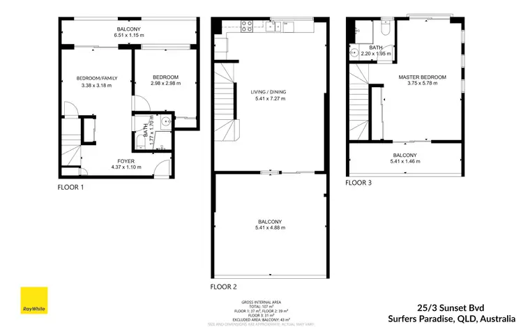 Floorplan of Homely apartment listing, 25/3 Sunset Boulevard, Surfers Paradise QLD 4217