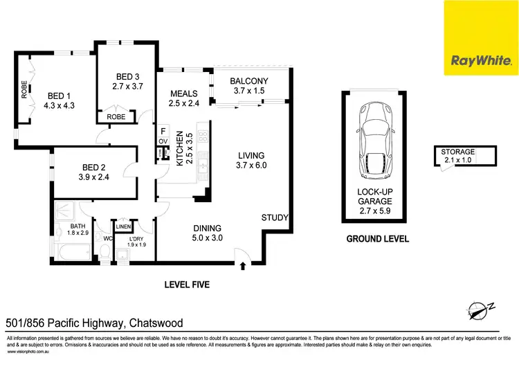 Floorplan of Homely unit listing, 501/856 Pacific Highway (rear of the block), Chatswood NSW 2067