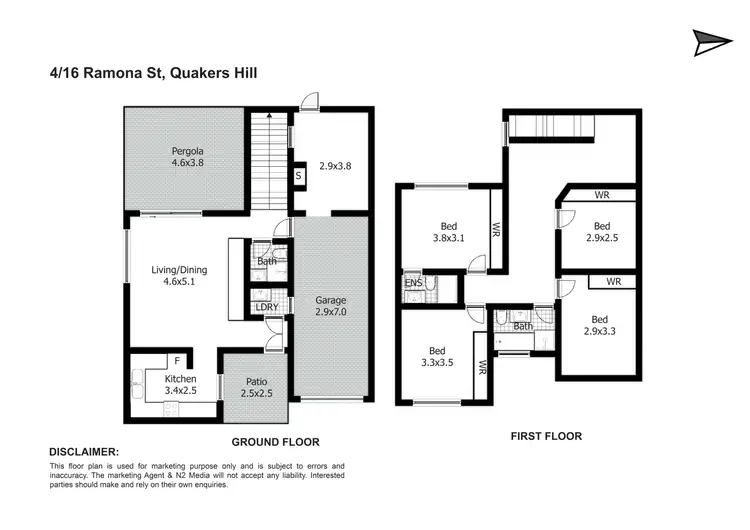 Floorplan of Homely townhouse listing, 4/14-16 Ramona Street, Quakers Hill NSW 2763