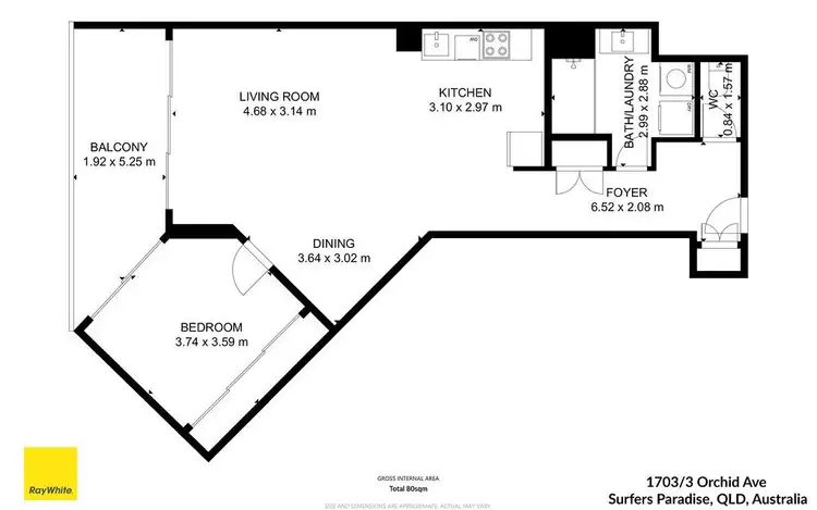 Floorplan of Homely apartment listing, 1703/3 Orchid Avenue, Surfers Paradise QLD 4217