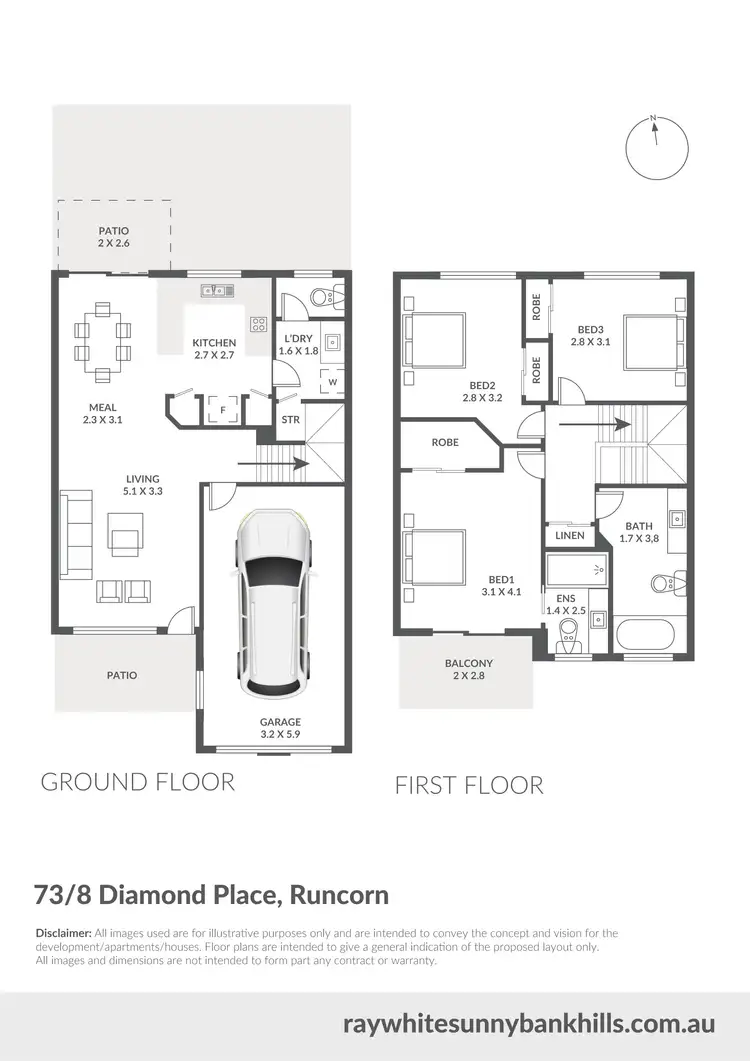 Floorplan of Homely townhouse listing, 73/8 Diamond Place, Runcorn QLD 4113