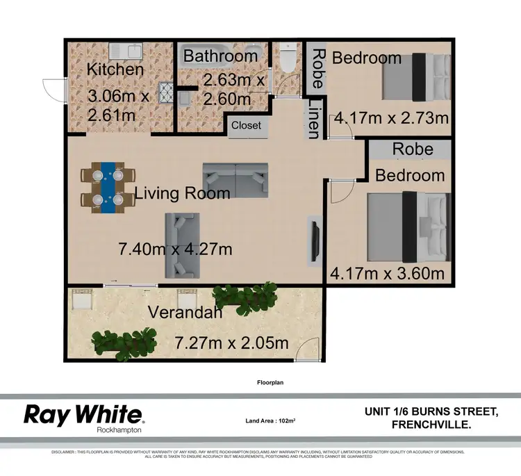 Floorplan of Homely unit listing, 1/6 Burns Street, Frenchville QLD 4701