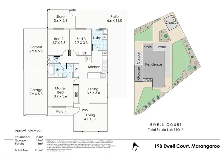 Floorplan of Homely semi-detached listing, 19B Ewell Court, Marangaroo WA 6064