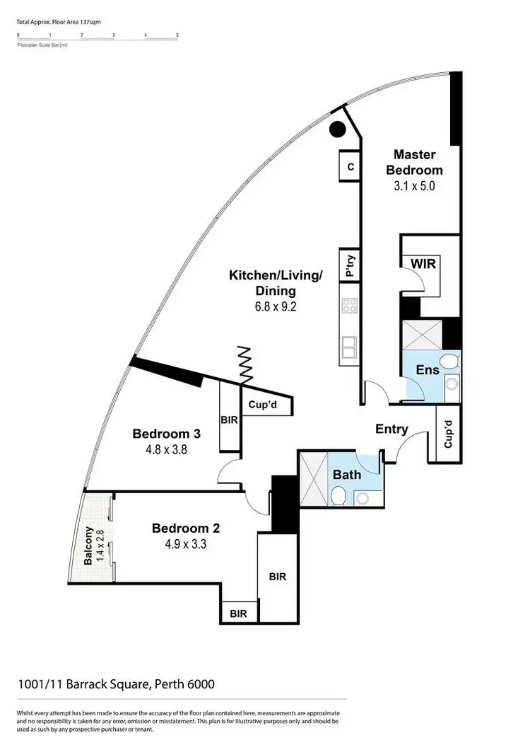 Floorplan of Homely apartment listing, 1001/11 Barrack Square, Perth WA 6000