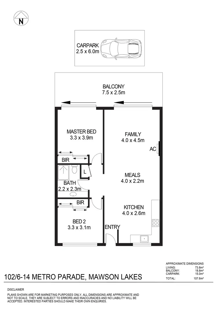Floorplan of Homely apartment listing, 102/6-14 Metro Parade, Mawson Lakes SA 5095