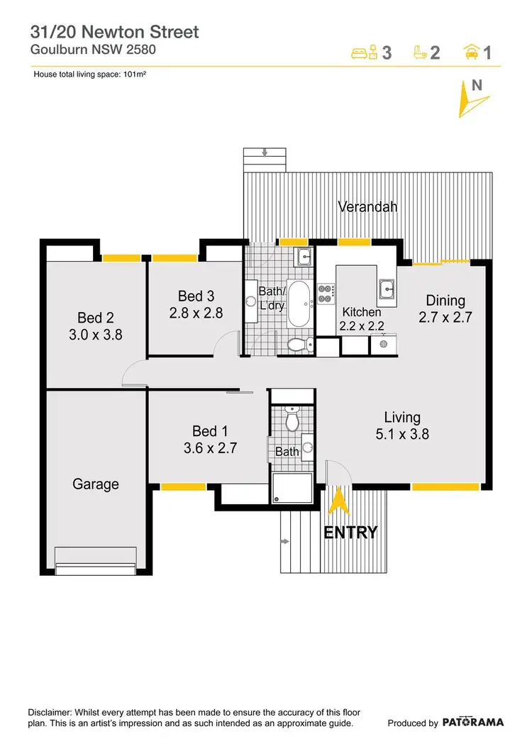 Floorplan of Homely house listing, 20/31 Newton Street (Village High Road), Goulburn NSW 2580