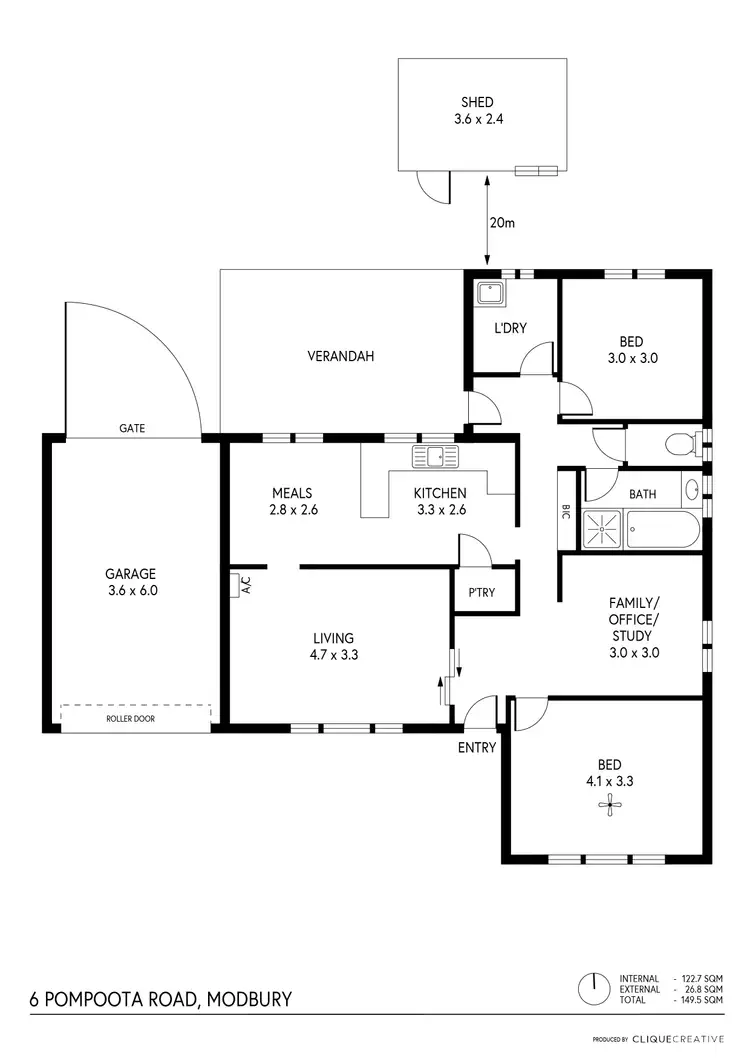 Floorplan of Homely house listing, 6 Pompoota Road, Modbury SA 5092