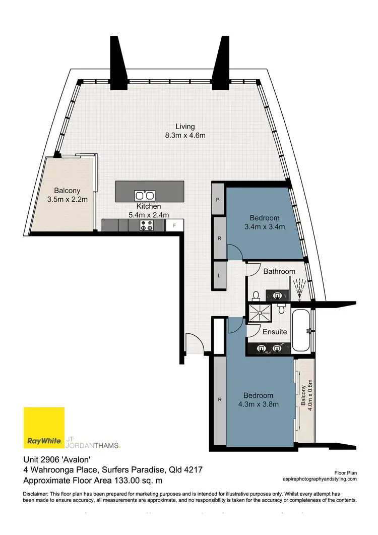 Floorplan of Homely apartment listing, 2906/4 Wahroonga Place, Surfers Paradise QLD 4217