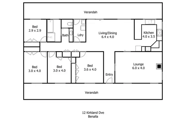 Floorplan of Homely house listing, 12 Kirkland Drive, Benalla VIC 3672