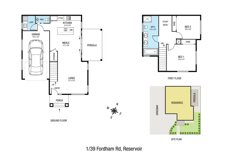 Floorplan of Homely townhouse listing, 1/39 Fordham Road, Reservoir VIC 3073