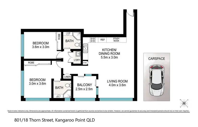 Floorplan of Homely apartment listing, 801/18 Thorn Street, Kangaroo Point QLD 4169