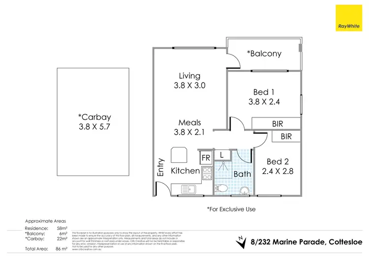 Floorplan of Homely unit listing, 8/232 Marine Parade, Cottesloe WA 6011